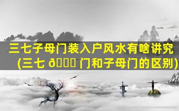 三七子母门装入户风水有啥讲究(三七 🍀 门和子母门的区别)